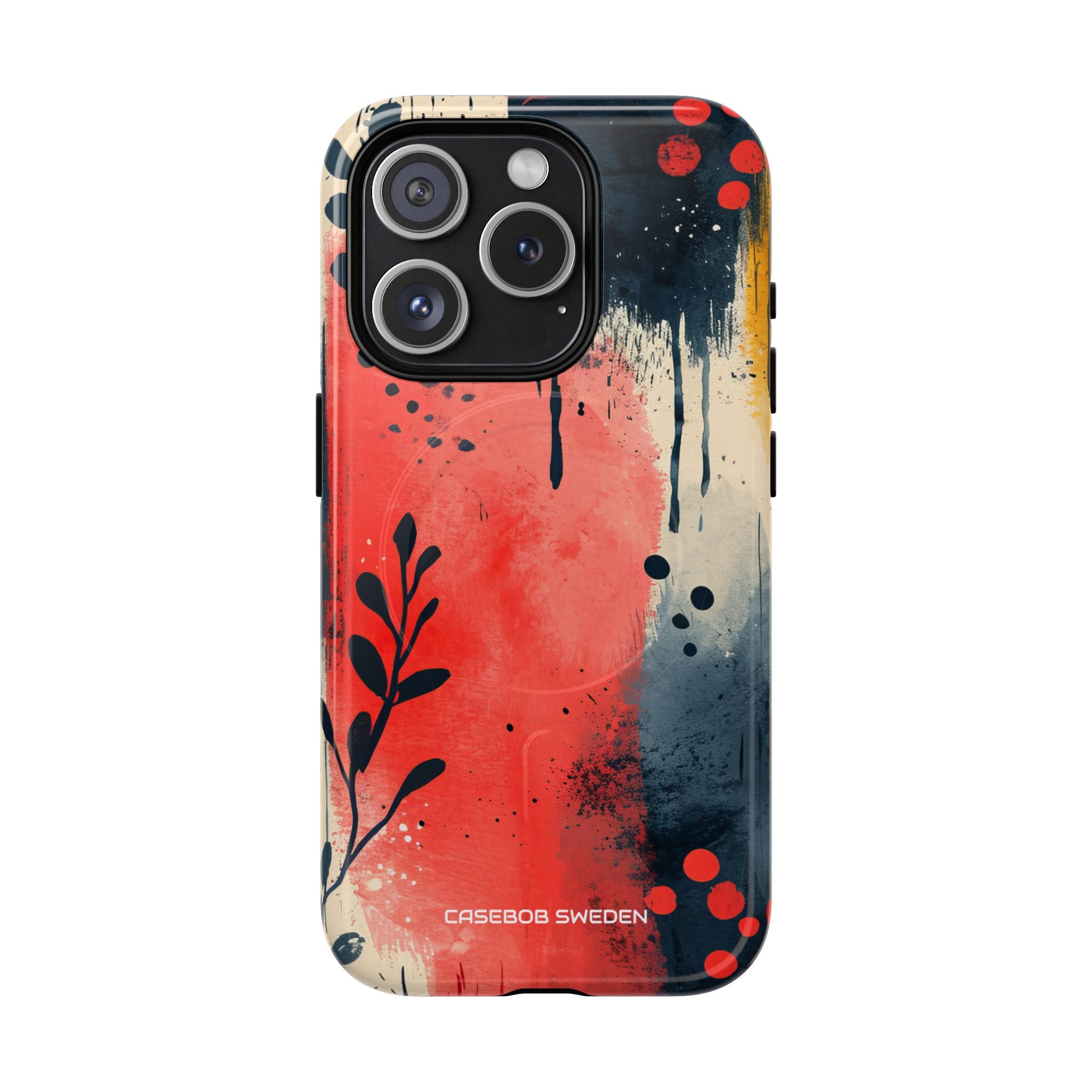 Red Blue Abstract Florals - Tough + MagSafe® iPhone 15 Phone Case