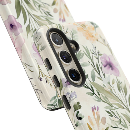 Soft Green Lavender Floral Pattern - Tough Samsung S24 Phone Case