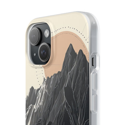 Minimalist Mountain Landscape with Flowing River iPhone 15 - Flexi Phone Case