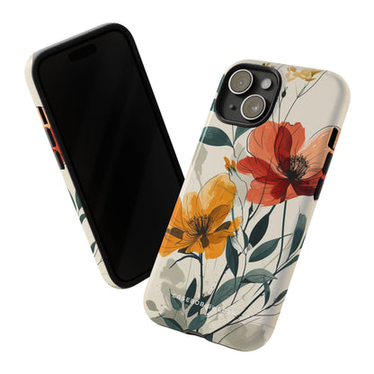 Elegant Floral Harmony iPhone 15 - Tough Phone Case