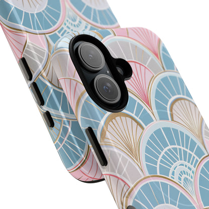 Art Deco Pastel Fan Pattern - Tough + MagSafe® iPhone 16 Phone Case