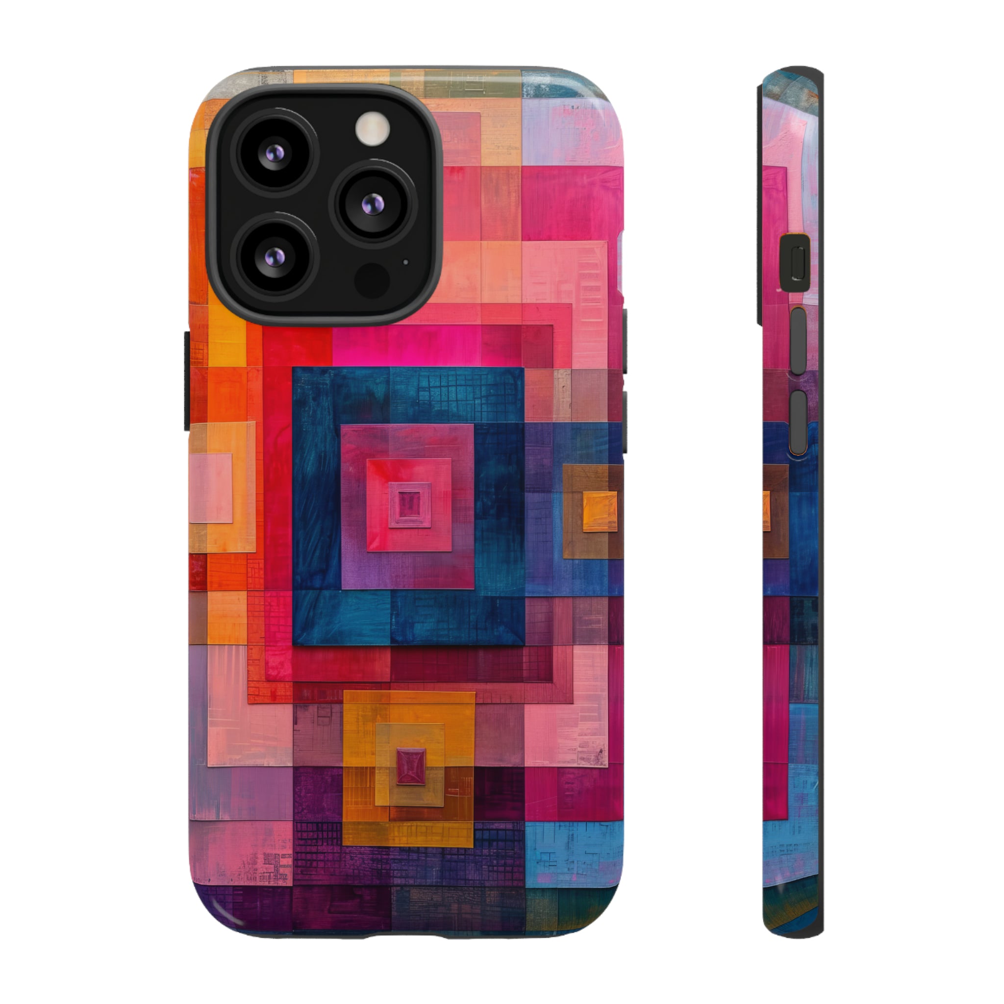 Center-Out Pastel Squares - Protective Phone Case