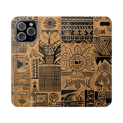 Celestial Faces Brown - iPhone 16 Max Case - Wallet