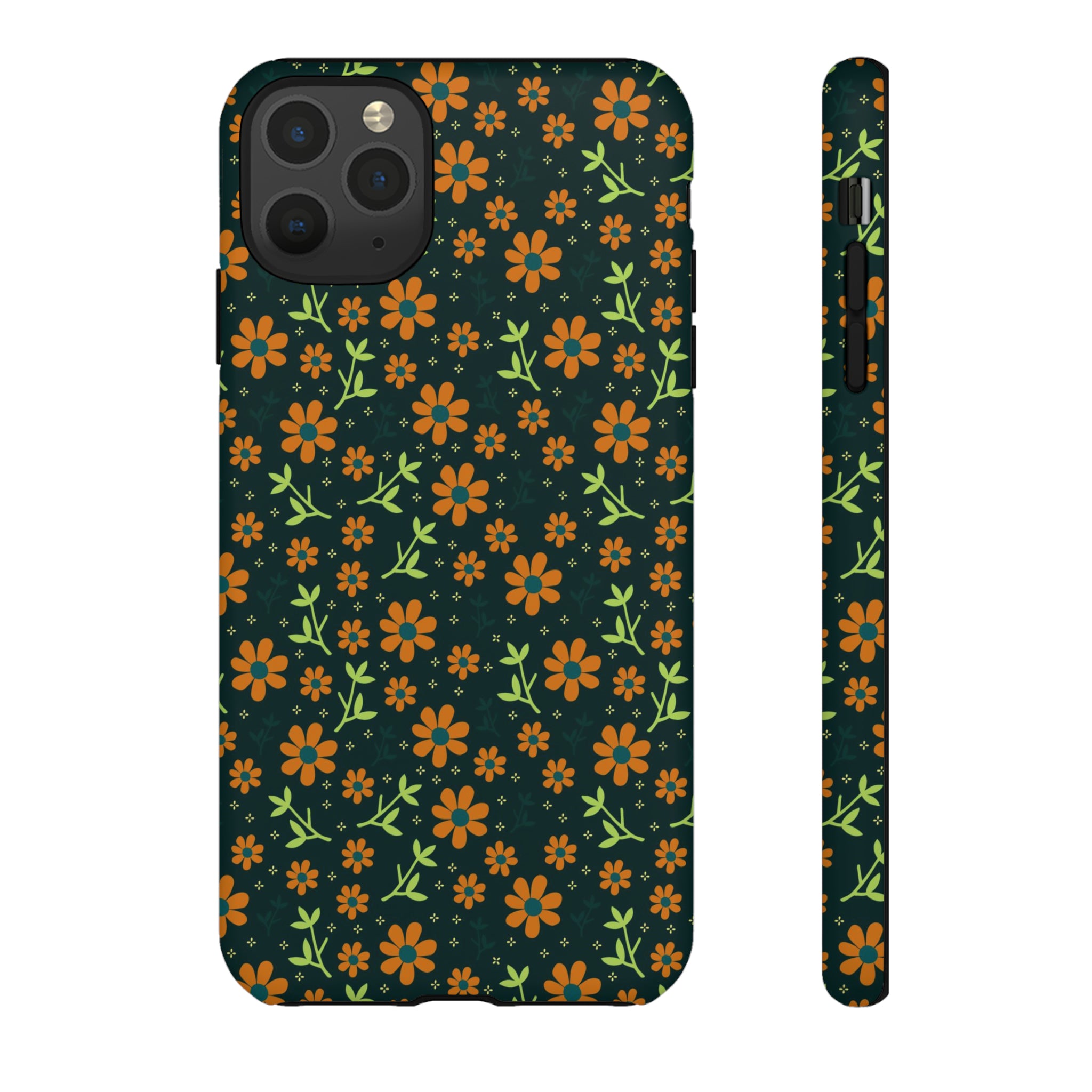 Green Flower Pattern - Protective Phone Case