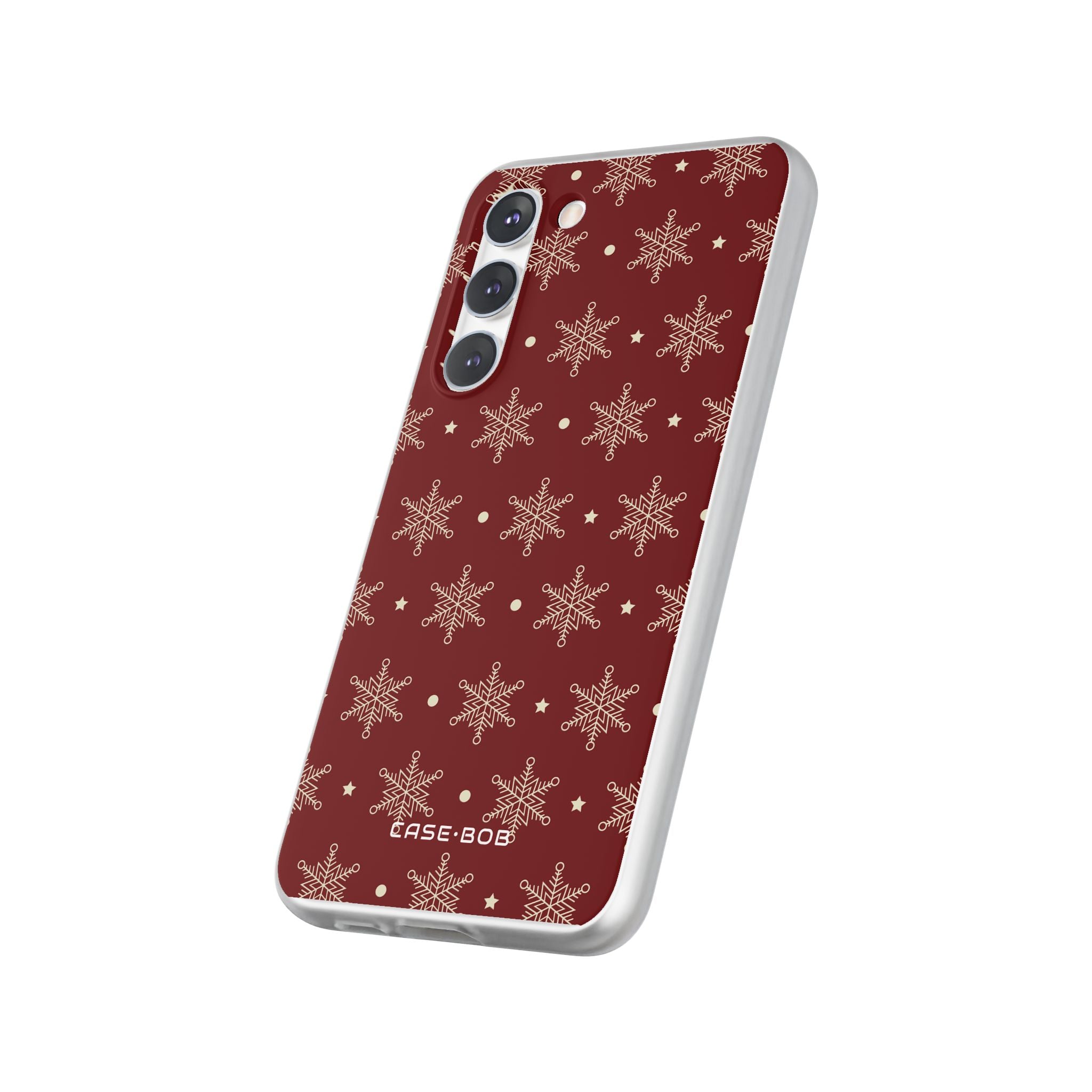 Cream Snowflake Crimson Samsung S23 Plus Case - Soft