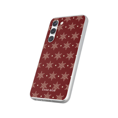 Cream Snowflake Crimson Samsung S23 Plus Case - Soft