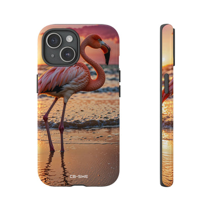 Sunset Flamingo Stand - iPhone Case