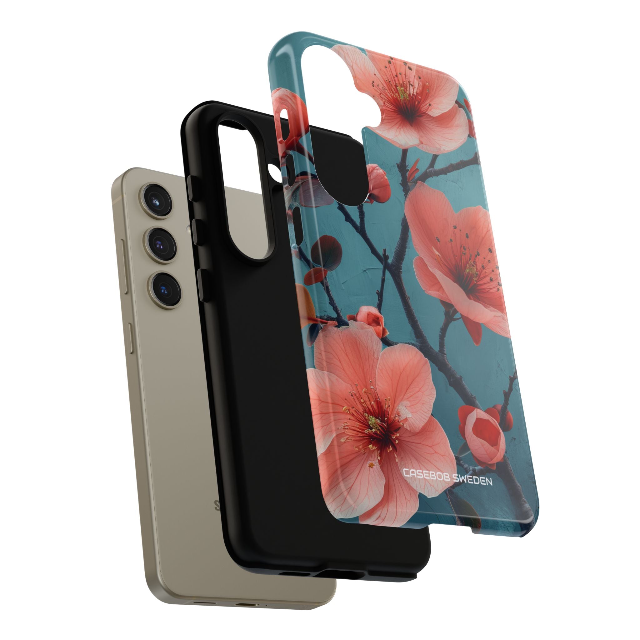 Teal Coral Blossom - Tough Samsung S24 Phone Case