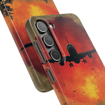 Vintage Sunset Airplane Silhouette Samsung S23 - Slim Phone Case