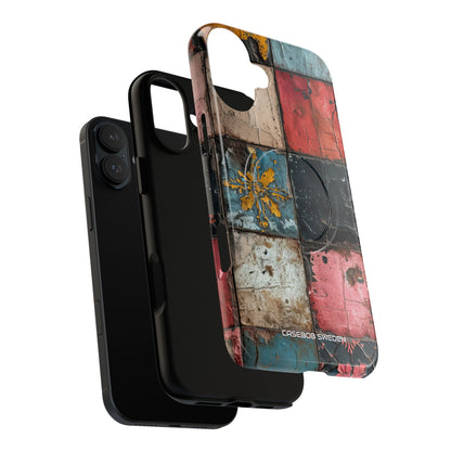 Rustic Red-Yellow Vintage Tiles - Tough + MagSafe® iPhone 16 Phone Case