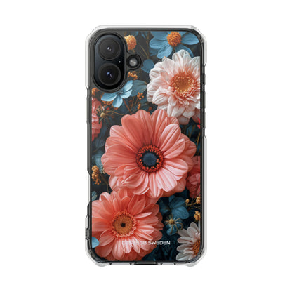 Coral Teal Blooms - Clear Impact iPhone 16 Phone Case