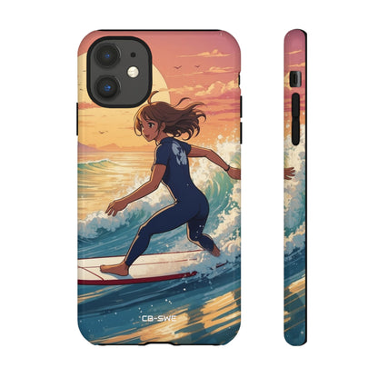 Surfing Into Sunset - iPhone Case