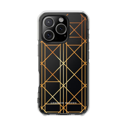 Golden Geometric Elegance iPhone 16 - Clear Impact Phone Case