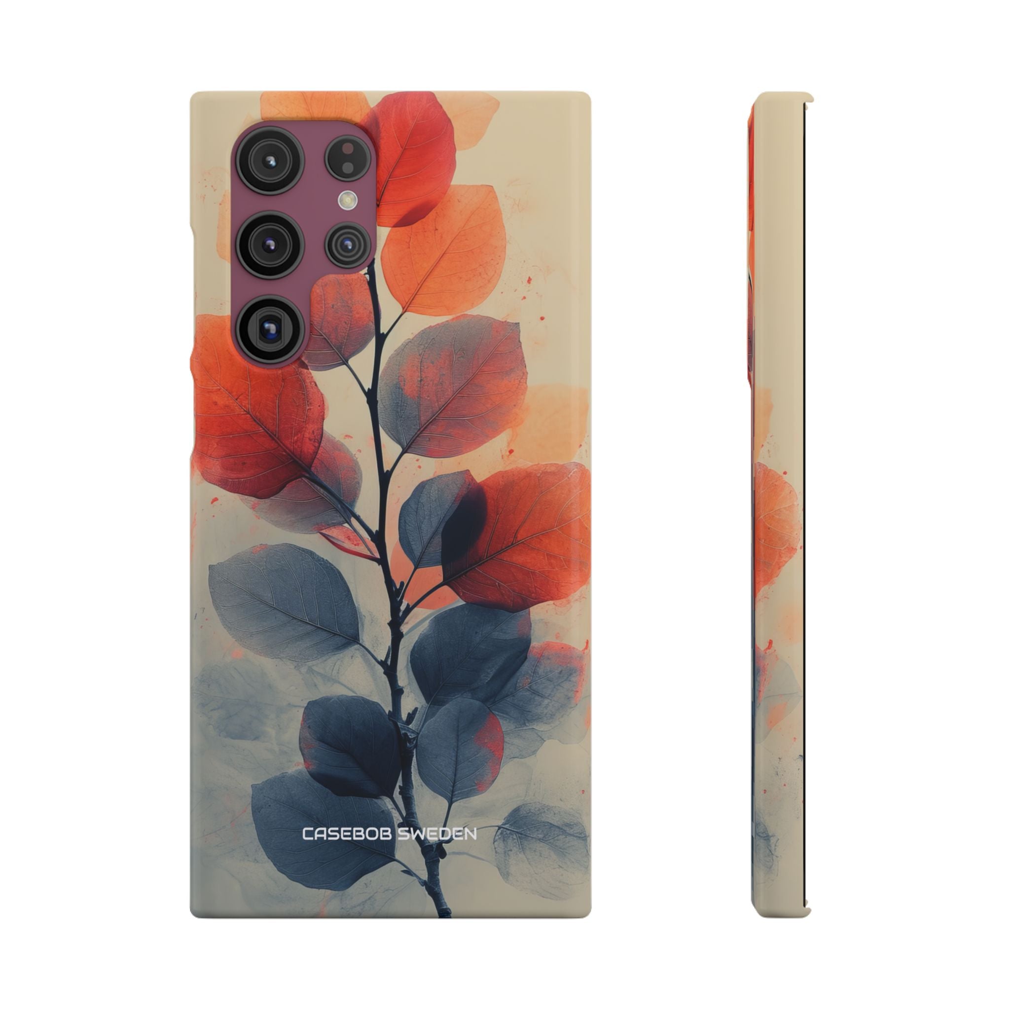 Orange Gray Leaves - Slim Samsung S22 Phone Case