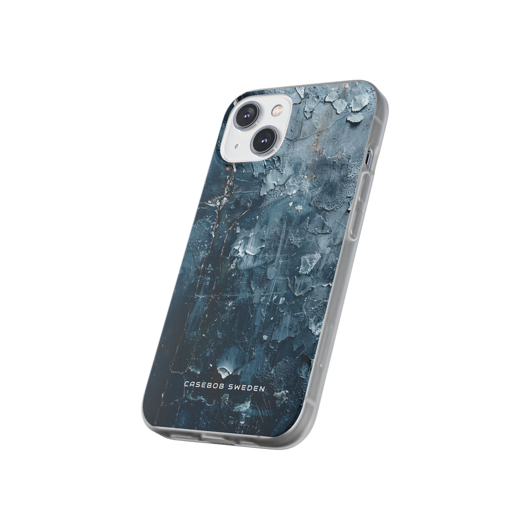 Weathered Blue Tapestry with Cracked Layers iPhone 14 - Flexi Phone Case