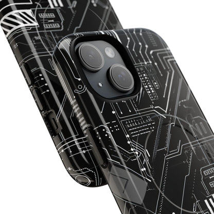 Futuristisch Circuit Raster iPhone 15 - Tough+