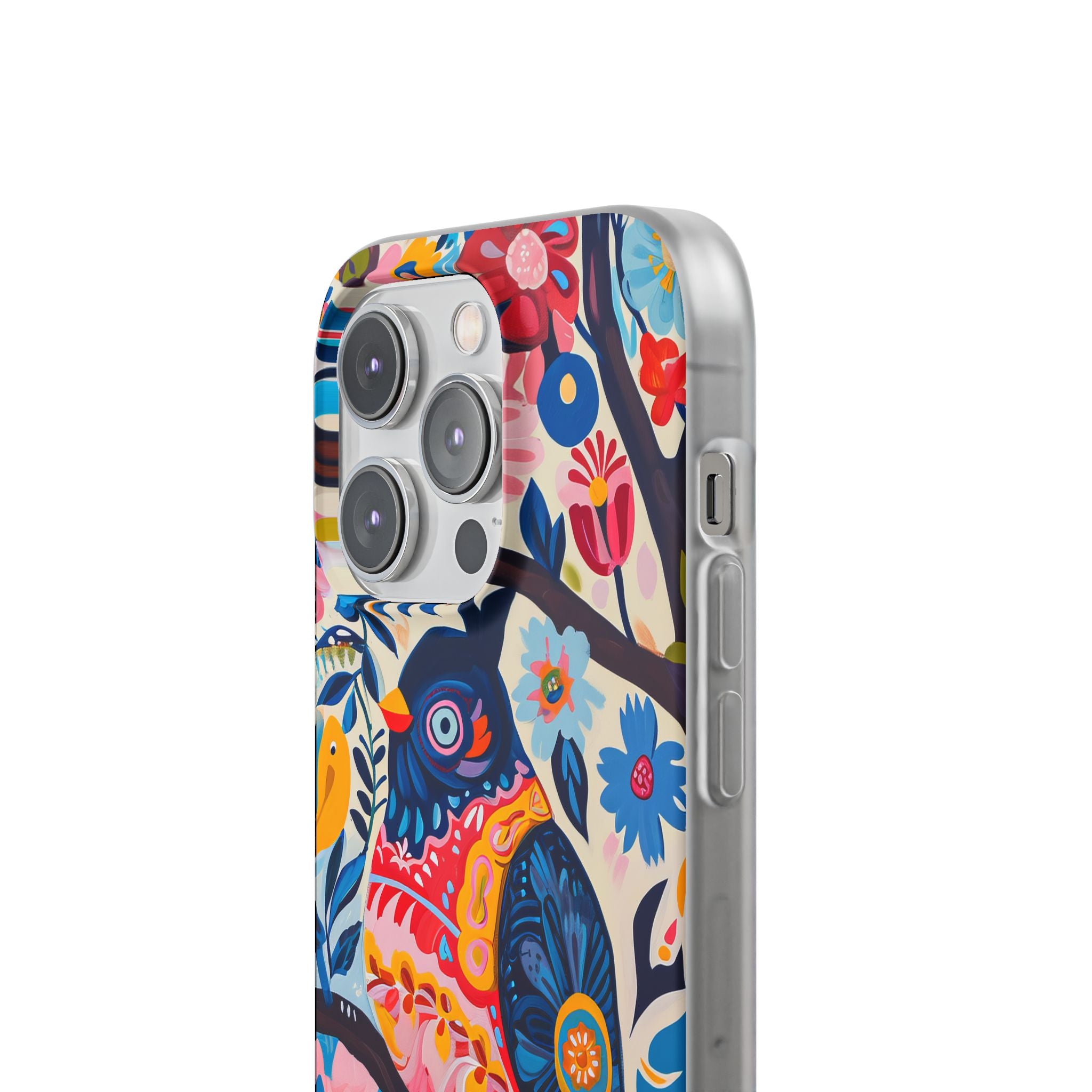 Whimsical Vintage Owl with Floral Charm iPhone 14 - Flexi Phone Case