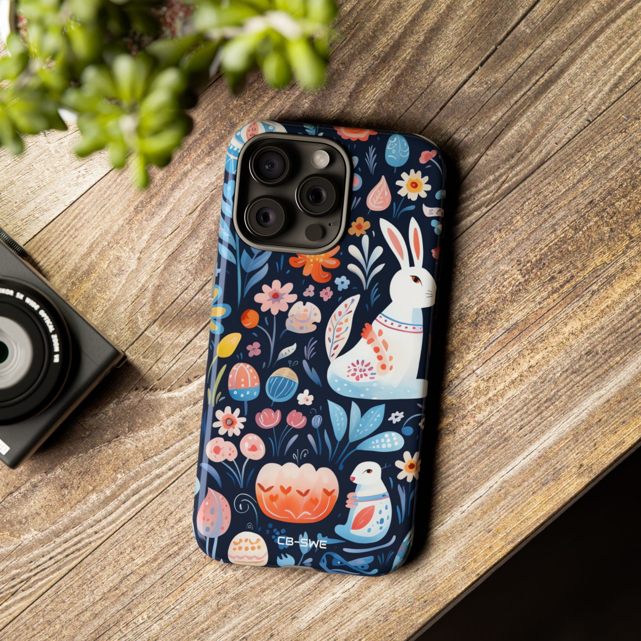 Bunnies Play Among Flowers - iPhone Case