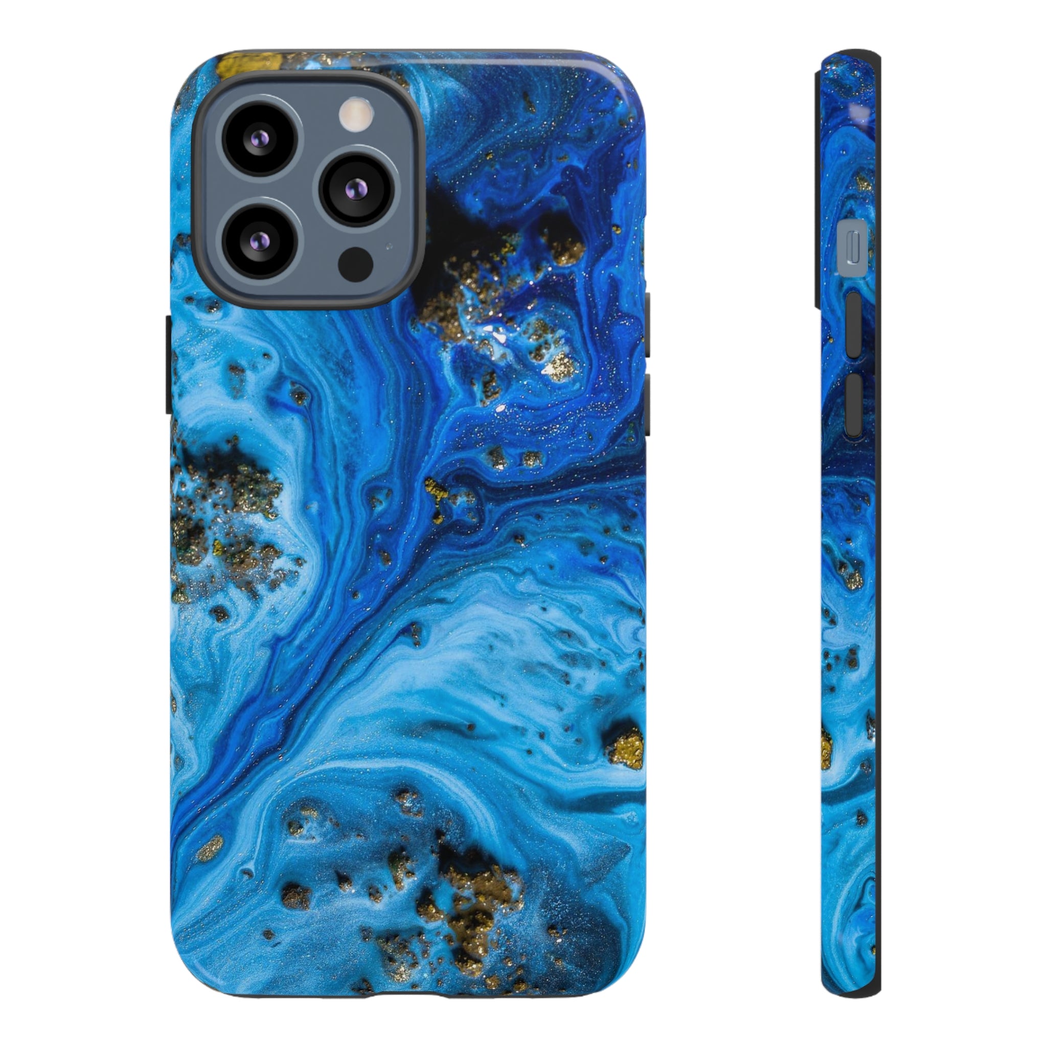 Blue Ice Melt Ink Art iPhone Case (Protective) iPhone 13 Pro Max Glossy Phone Case