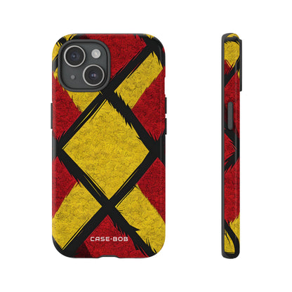 Cracked Diamond Grid iPhone 15 Case - Tough