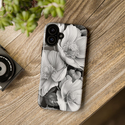 Elegant Monochrome Floral Art - for iPhone 16