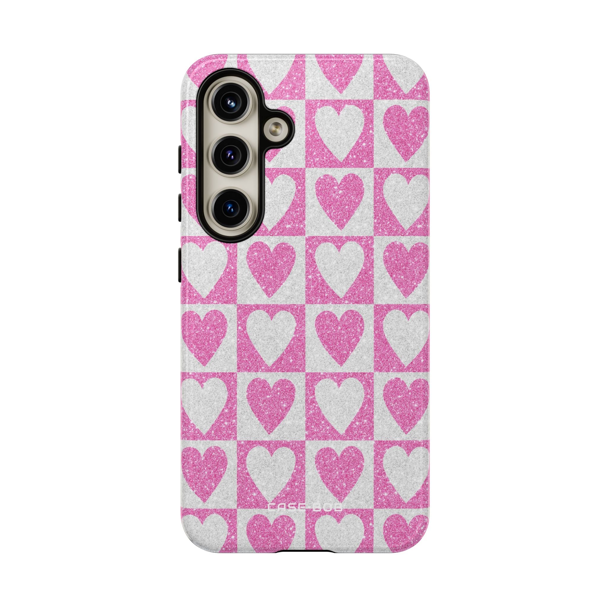 Glitter Heart Grid Samsung S24 Case - Tough