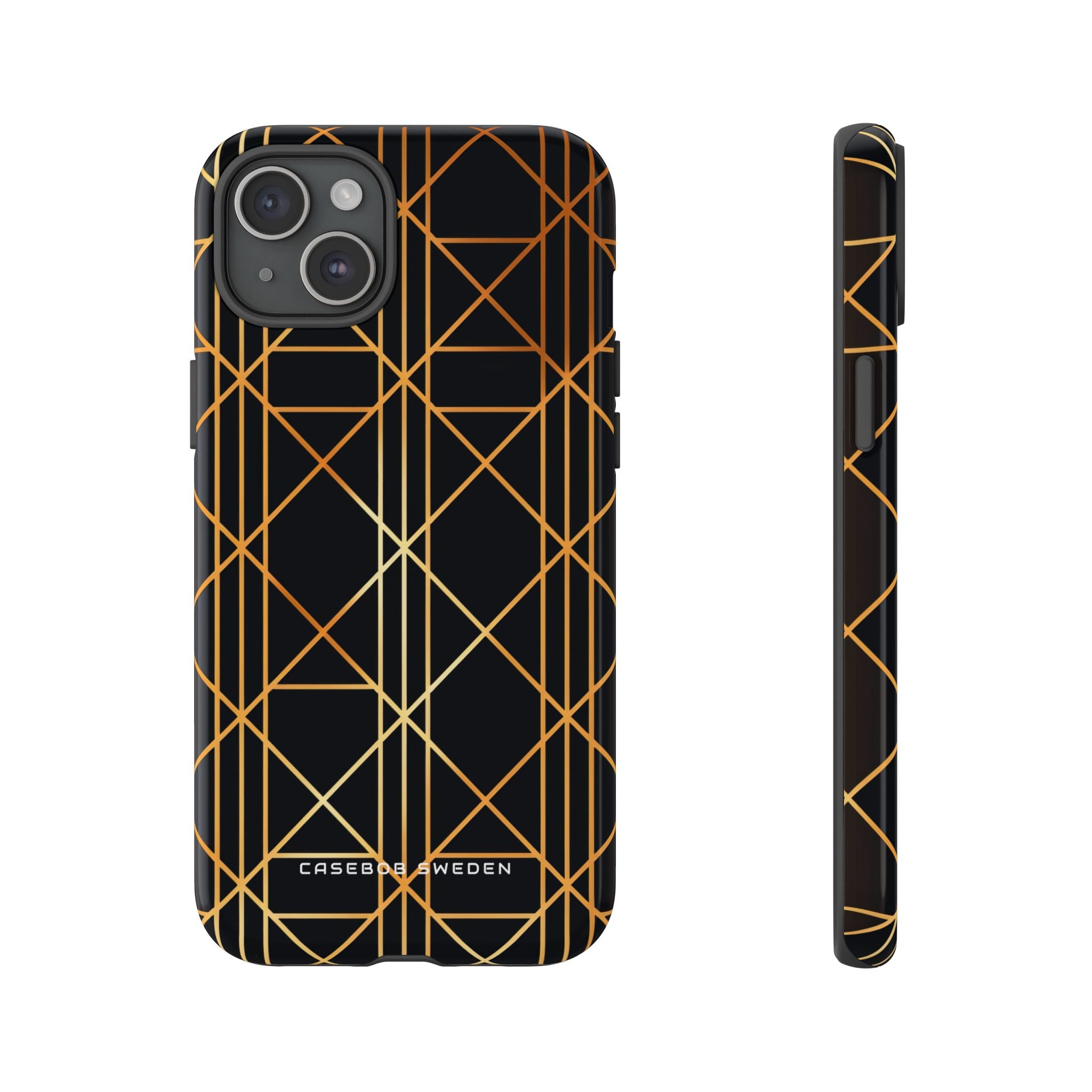 Golden Geometric Elegance iPhone 15 - Tough Phone Case