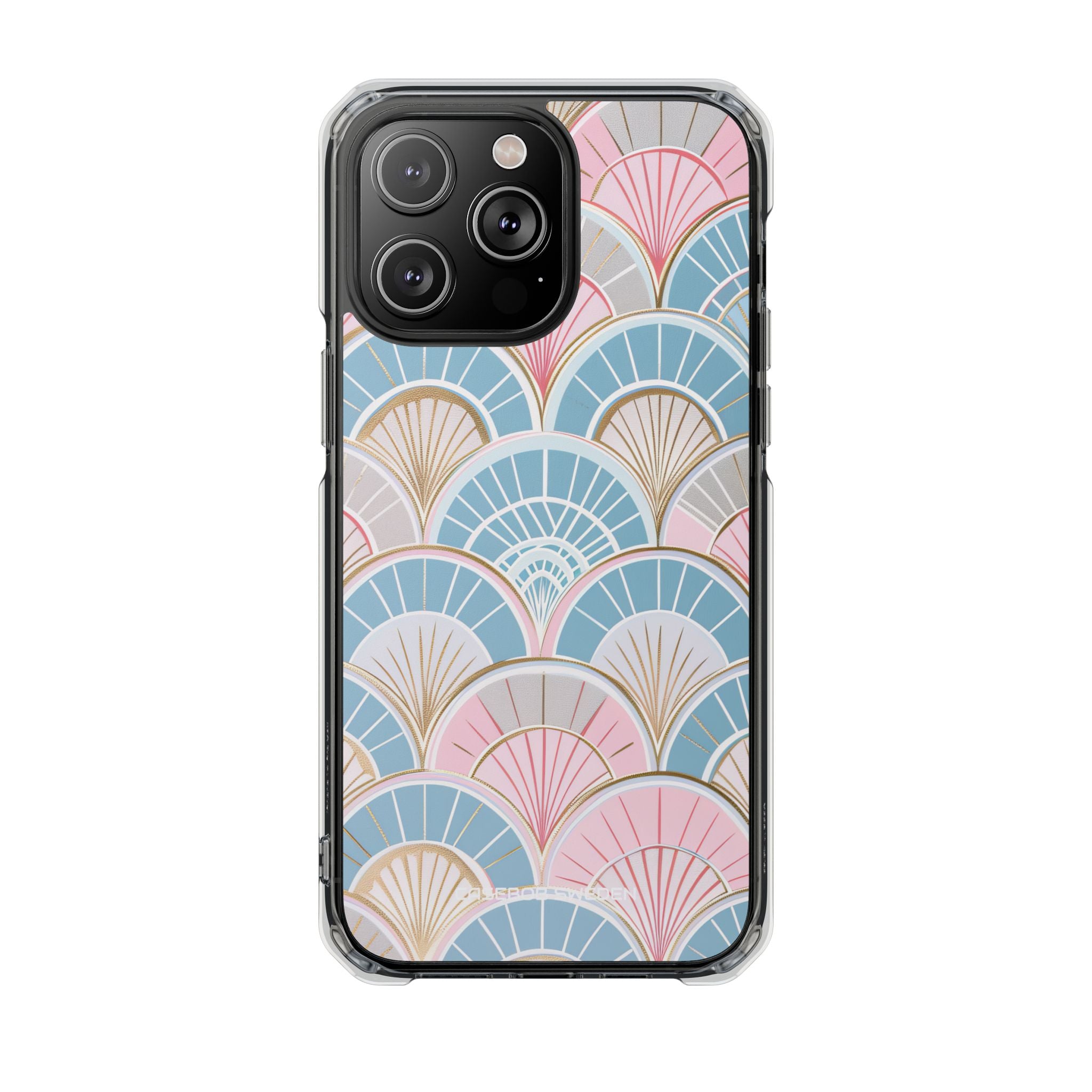 Art Deco Pastel Fan Pattern - Clear Impact iPhone 14 Phone Case