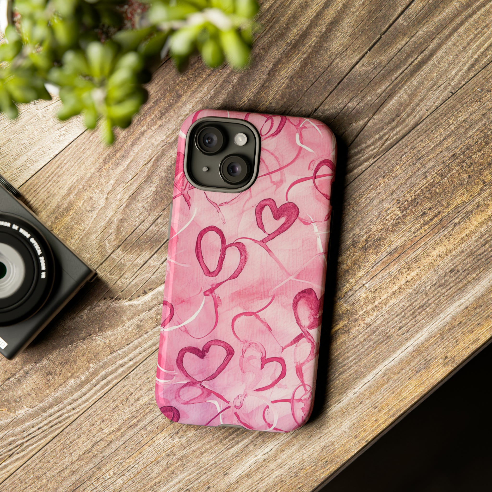 Intertwined Hearts & Cupid - Protective Phone Case