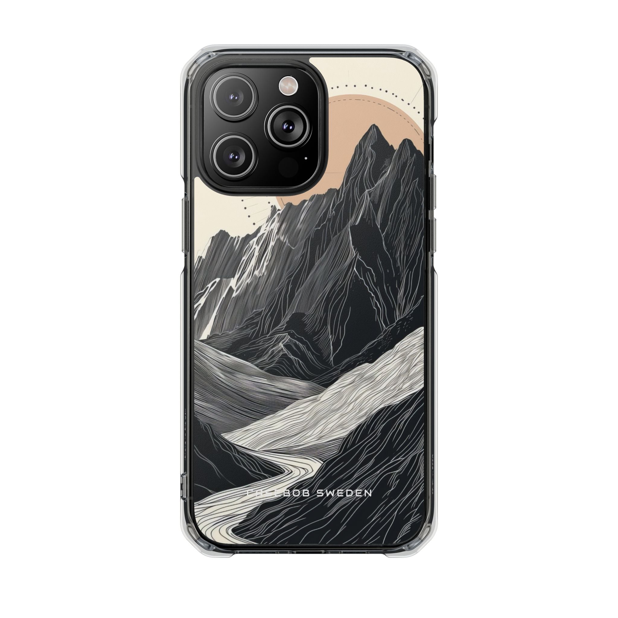 Minimalist Mountain Landscape with Flowing River iPhone 14 - Clear Impact Phone Case