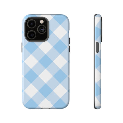 Soft Blue Gingham Elegance - iPhone Case