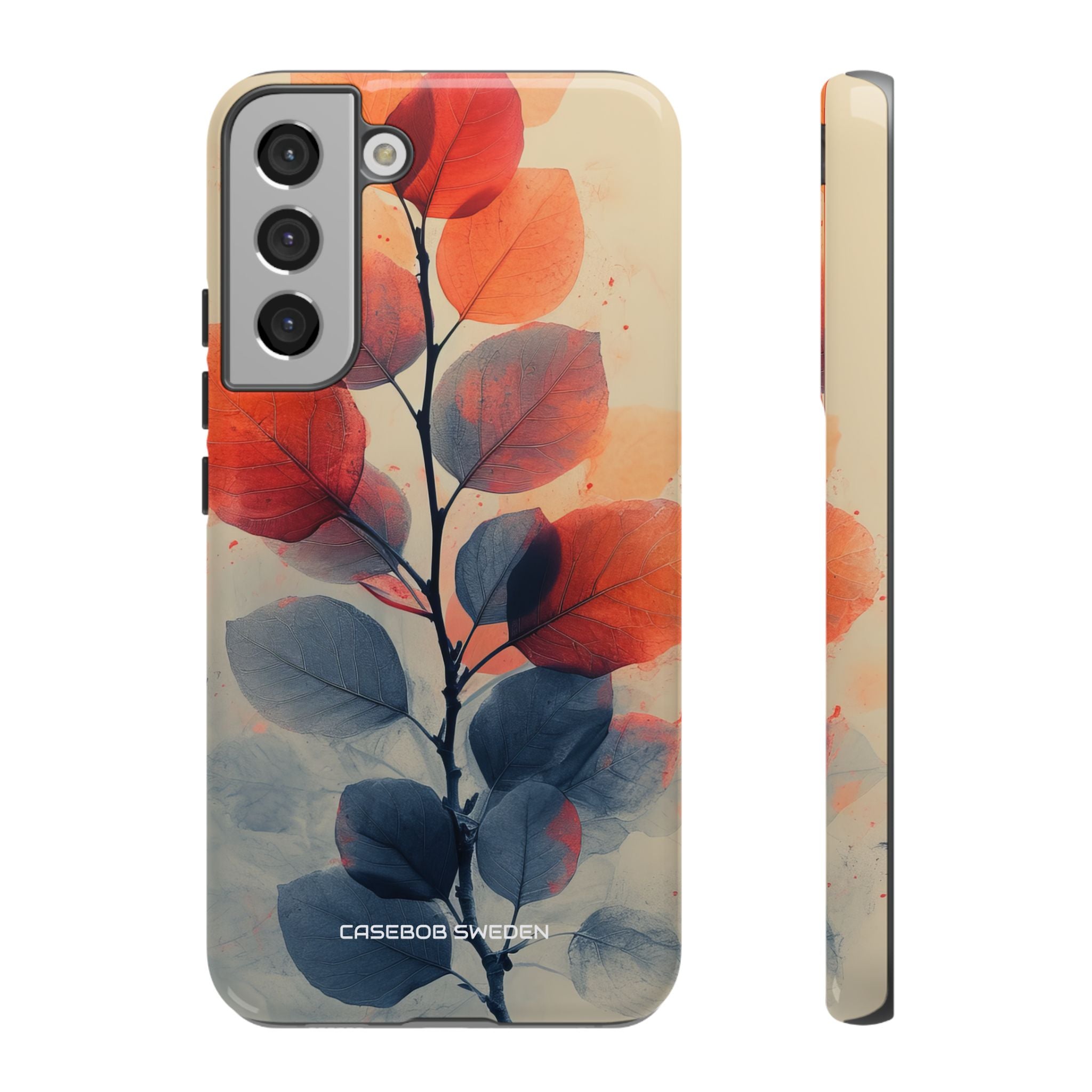 Orange Gray Leaves - Tough Samsung S22 Phone Case