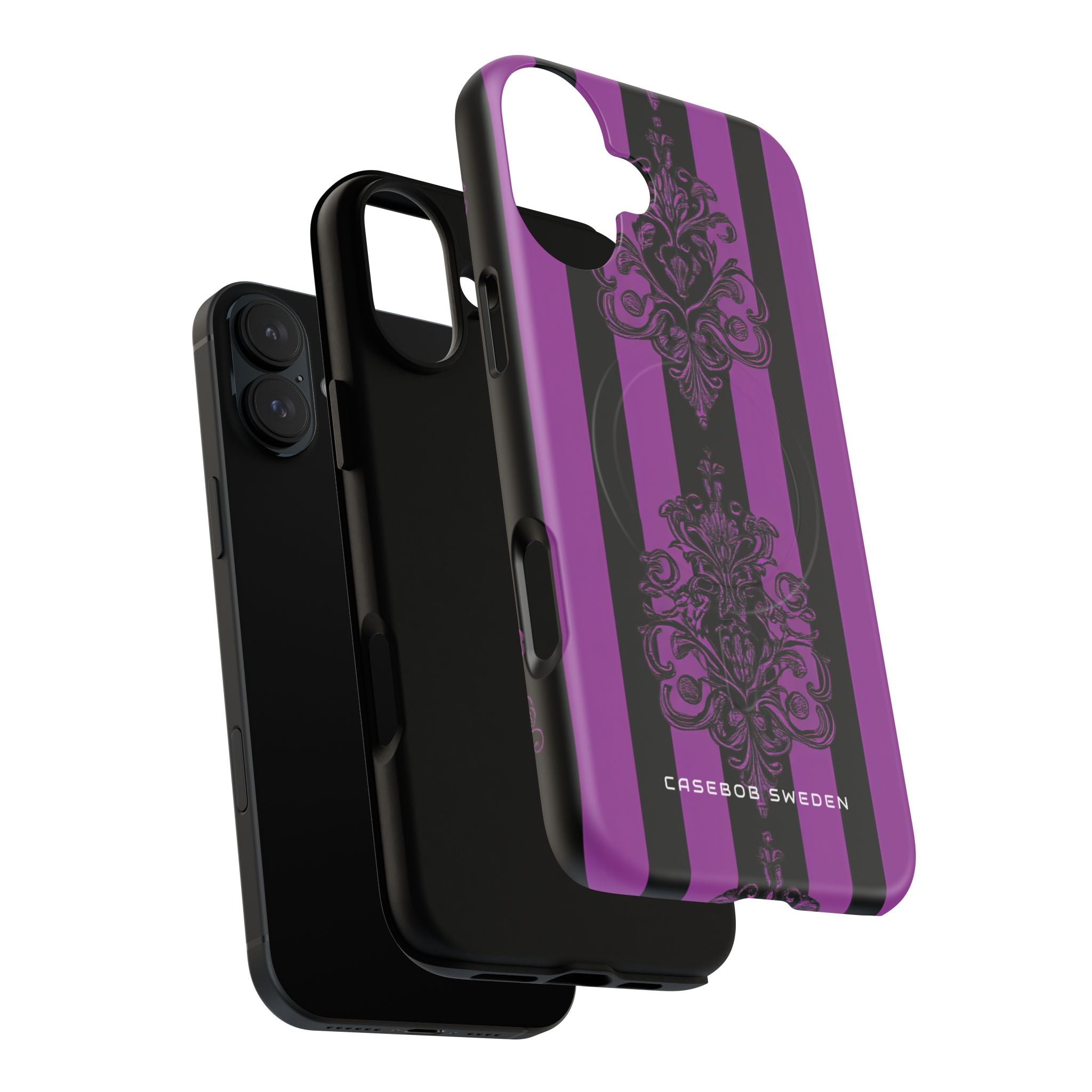 Gothic Elegance with Vertical Stripes and Ornamental Motifs iPhone 16  Tough+ Phone Case