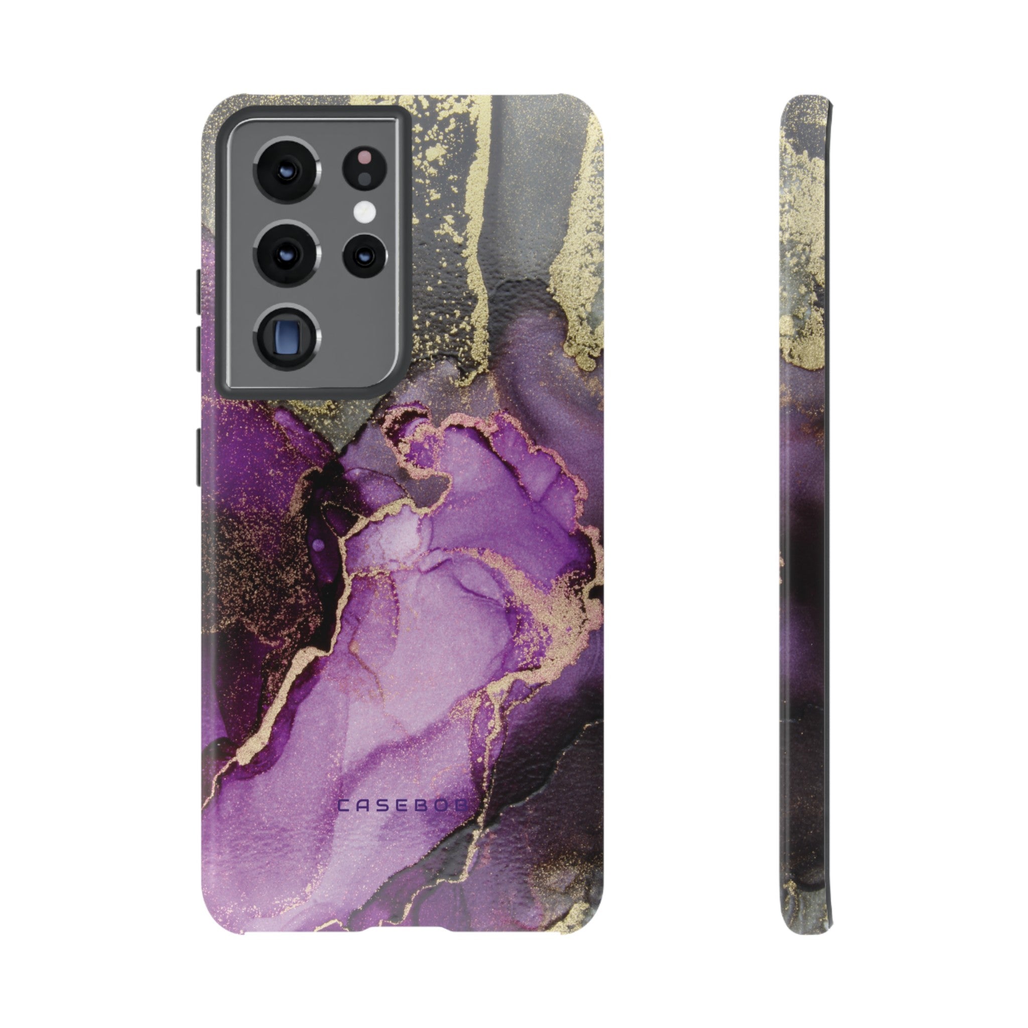 Purple Marble & Gold Phone - Protective Phone Case