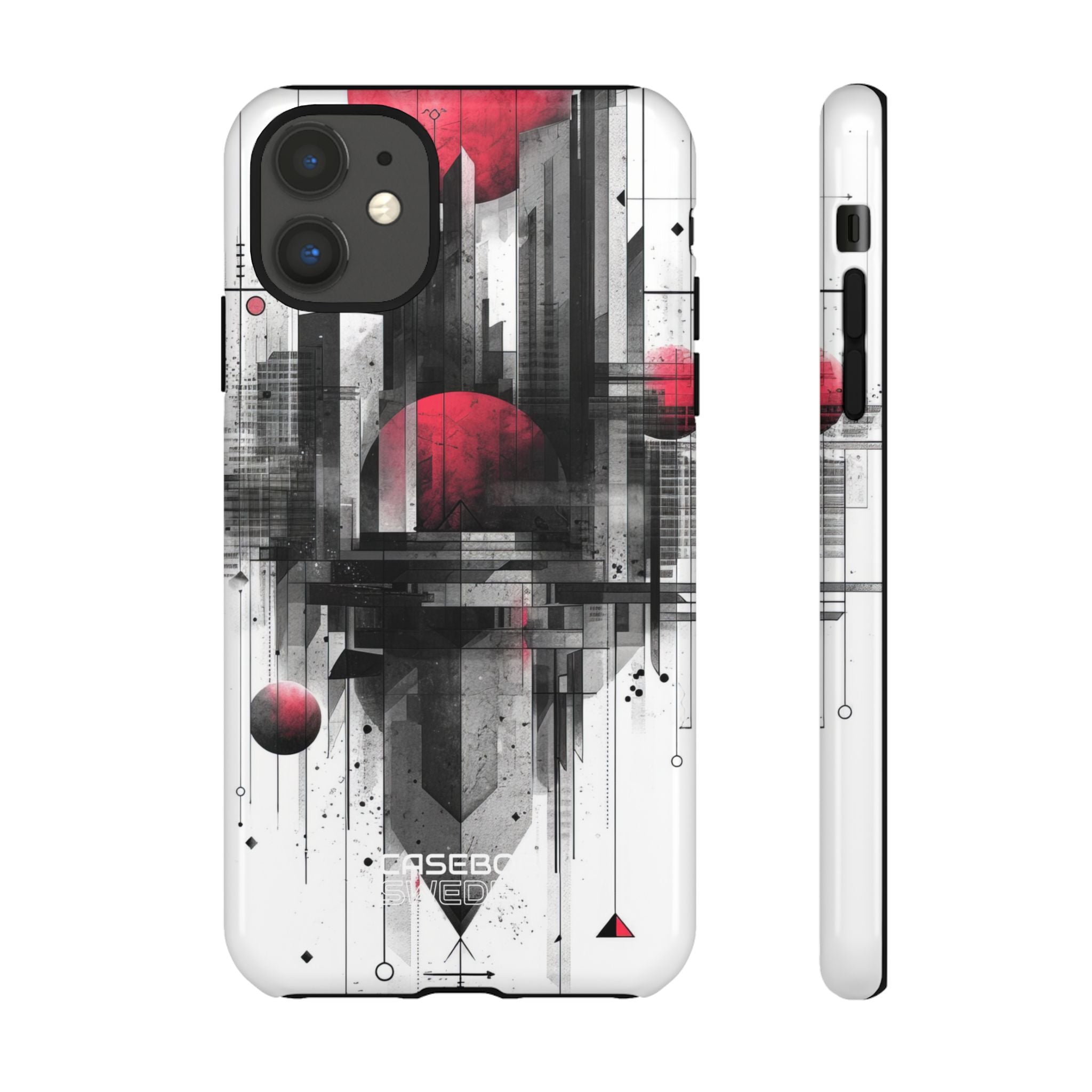 Crimson Gridlines Cityscape iPhone 11 - Tough