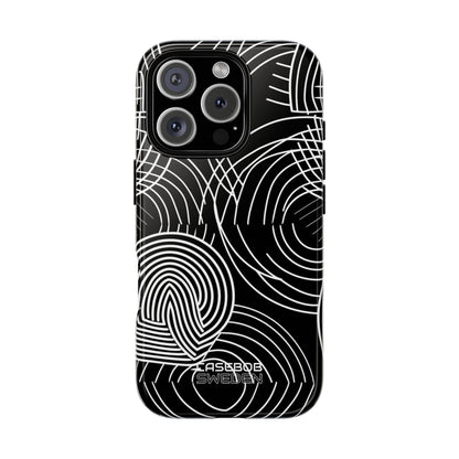 Monochrome Spiral Curves iPhone 16 - Tough