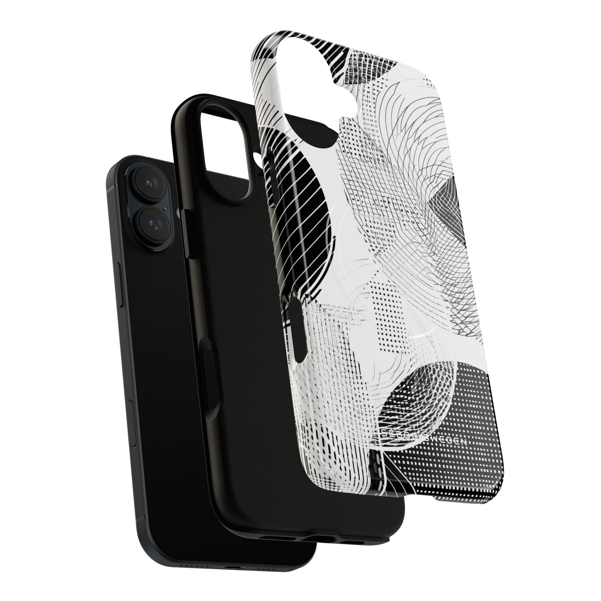 Geometric Monochrome Flow iPhone 16  Tough+ Phone Case