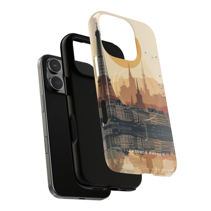 Eiffel Tower Silhouette with Birds and Sun Reflection iPhone 16 | Tough+ Phone Case