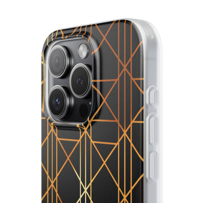 Golden Geometric Elegance iPhone 15 - Flexi Phone Case