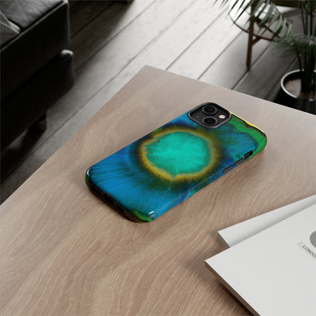 Neon Blue Ink Art iPhone Case (Protective) Phone Case