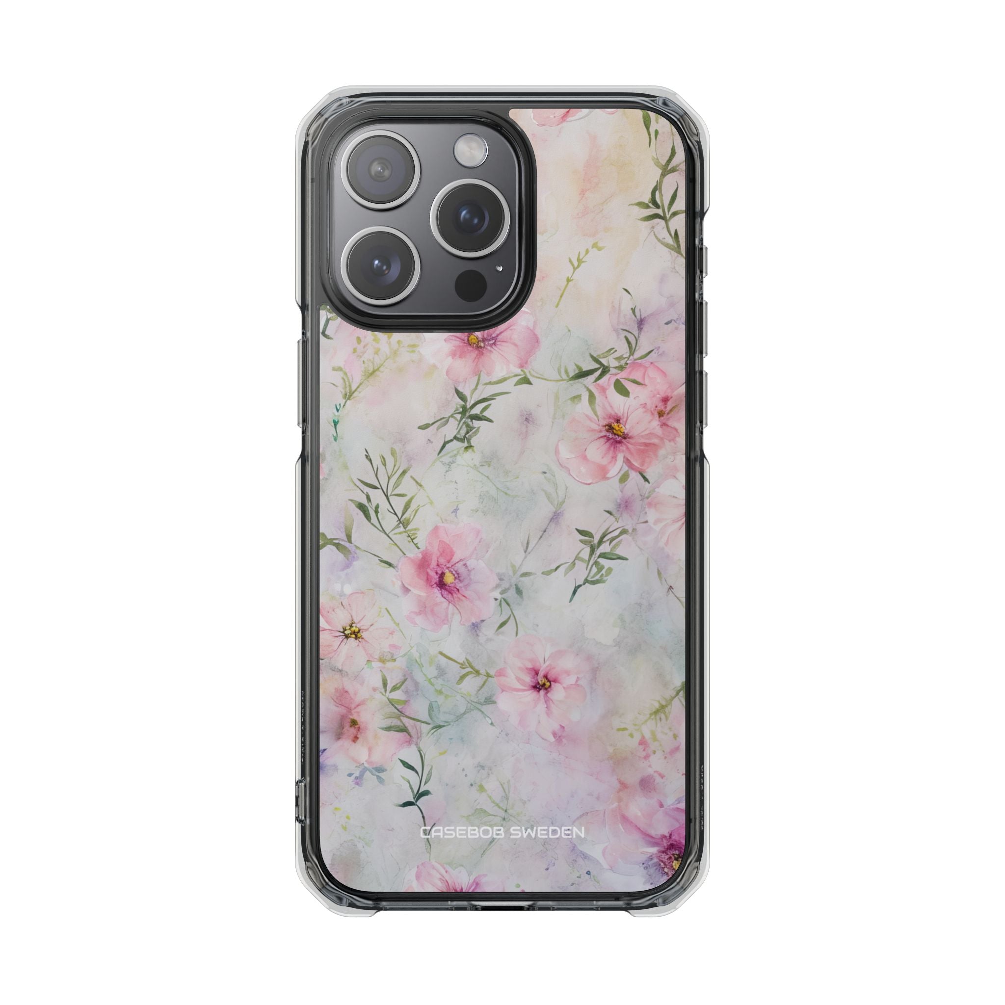 Pink Floral Watercolor Decor - Clear Impact iPhone 15 Phone Case