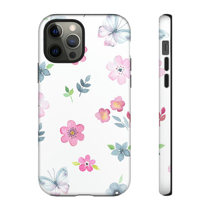 Vintage flowers and butterflies iPhone case - Protective Phone Case