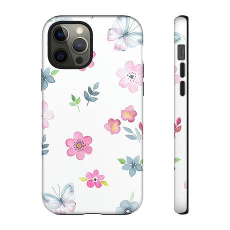 Vintage flowers and butterflies iPhone case (Protective) - Protective Phone Case