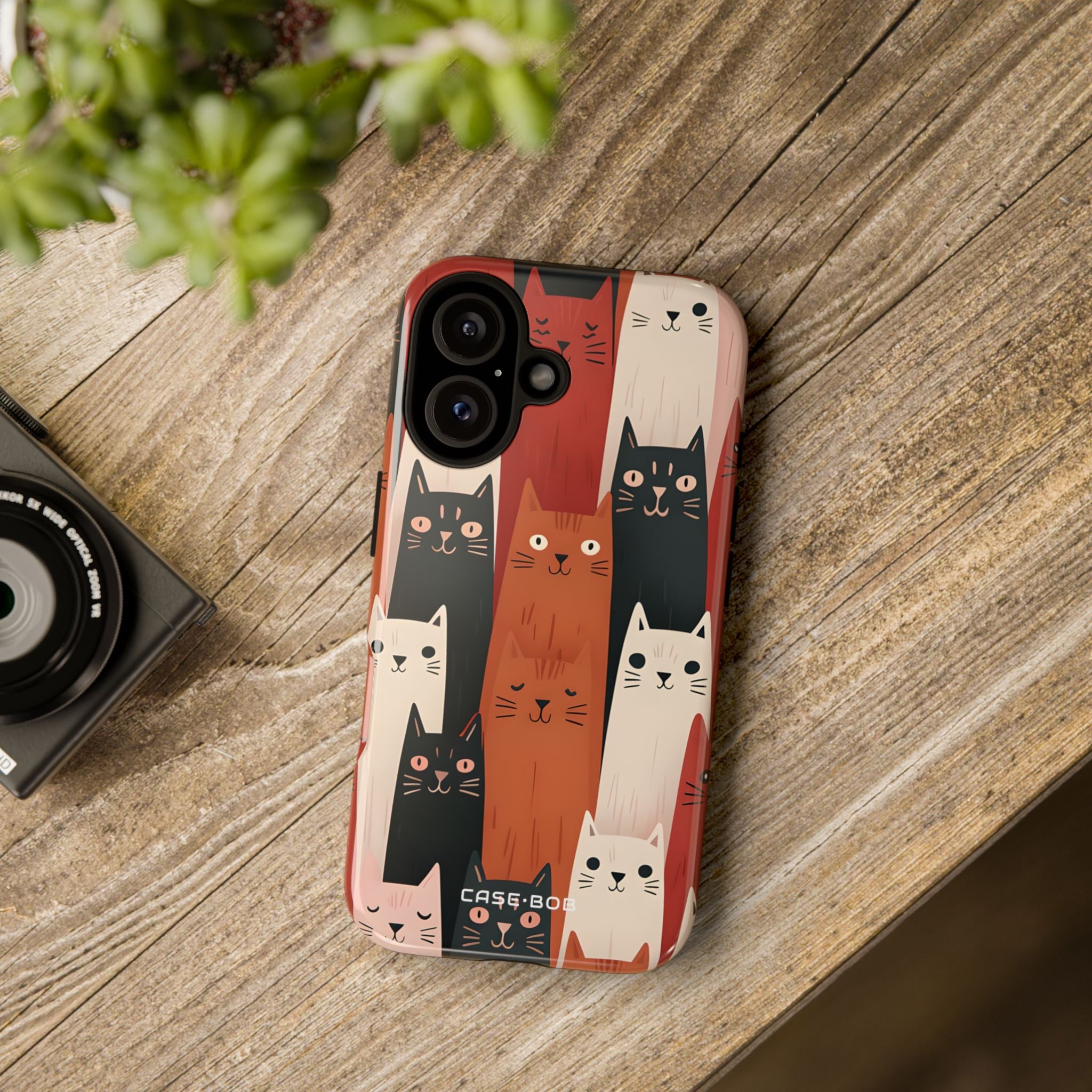 Elongated Cats Black iPhone 16 Pro Case - Tough