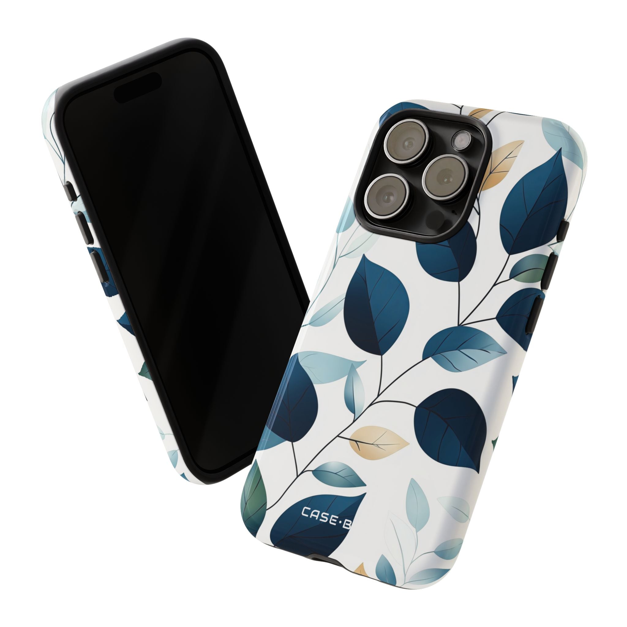 Navy Leaf Veins iPhone 15 Pro Case - Tough