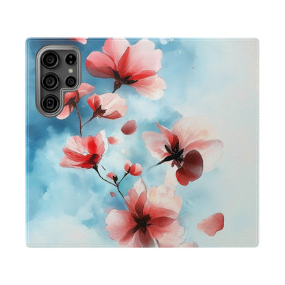 Pink Bloom Drift - Samsung S23 Ultra Case - Lompakkokotelo