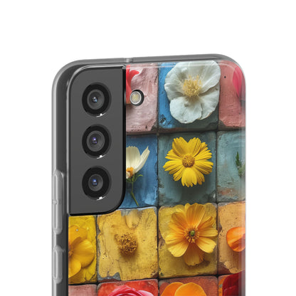 Vibrant Floral Tiles - Flexi Samsung S22 Phone Case