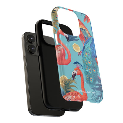 Tropical Flamingo Bliss - Tough + MagSafe® iPhone 14 Phone Case