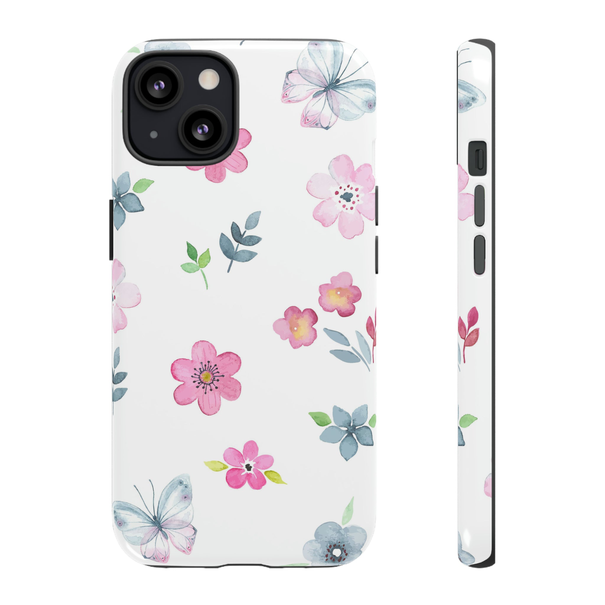 Vintage flowers and butterflies iPhone case - Protective Phone Case