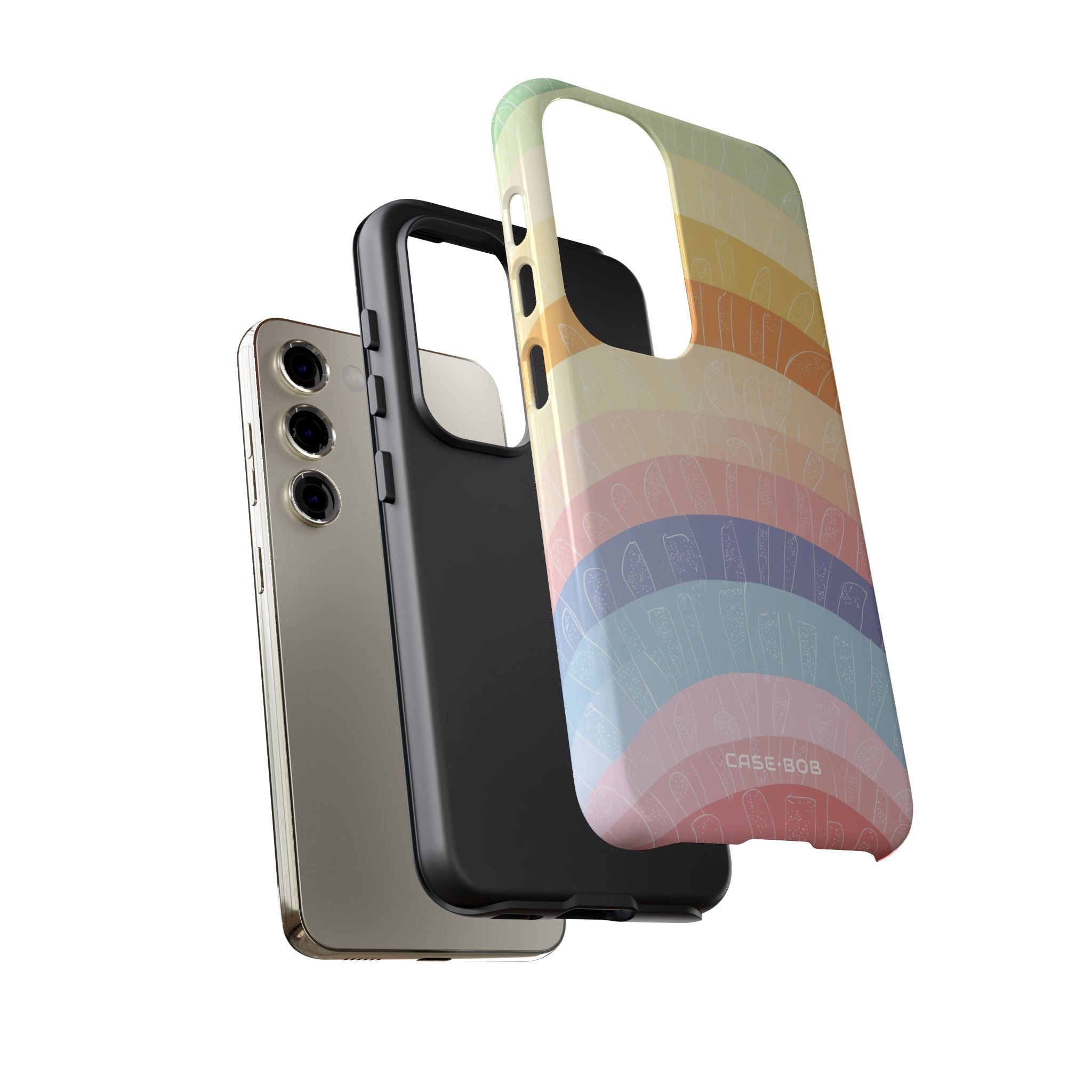 Pastel Rainbow Bands Samsung S23 Case - Tough